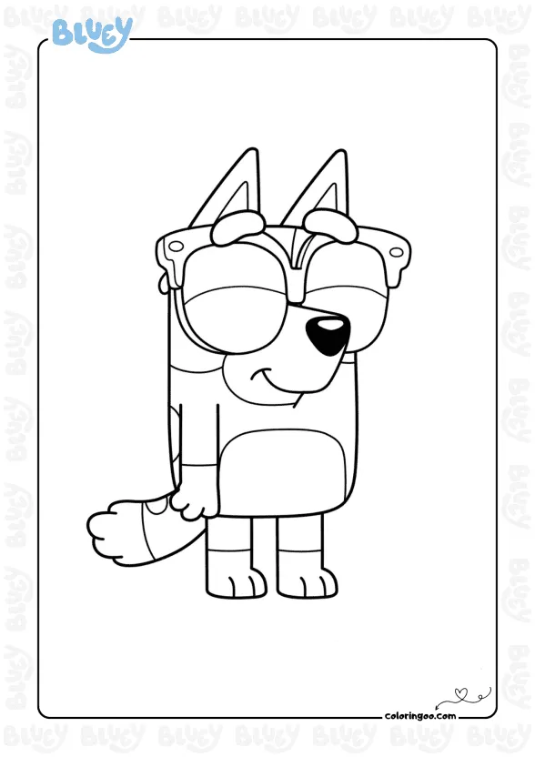 Bluey Bingo Glasses Coloring Page 1 bluey bingo glasses coloring page