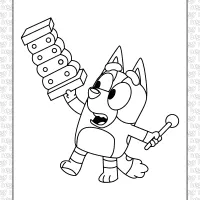 bluey bingo playing coloring page