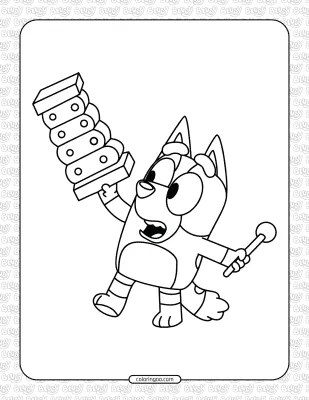 Bluey Bingo Playing Coloring Page