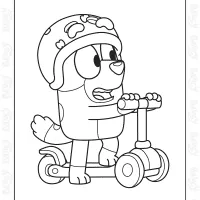 bluey bingo scooter coloring page