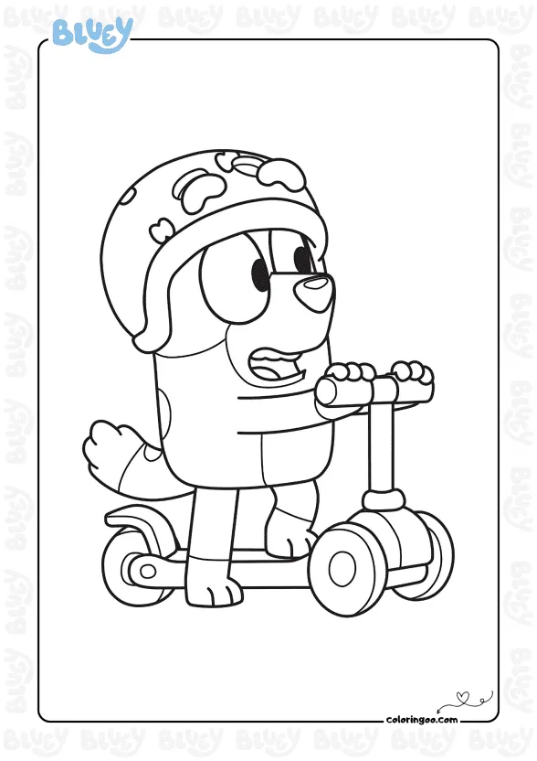 Bluey Bingo Scooter Coloring Page 1 bluey bingo scooter coloring page