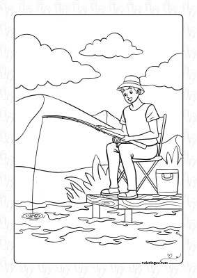 Boy Fishing Coloring Page
