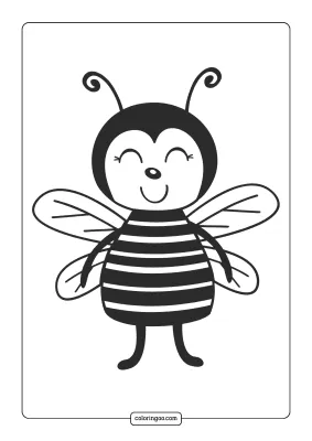 Cute Bee Coloring Page