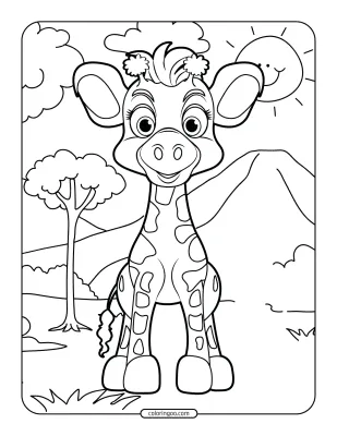 Cute Giraffe Coloring Page