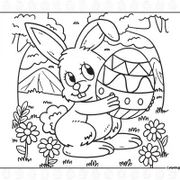 cute happy easter bunny with egg