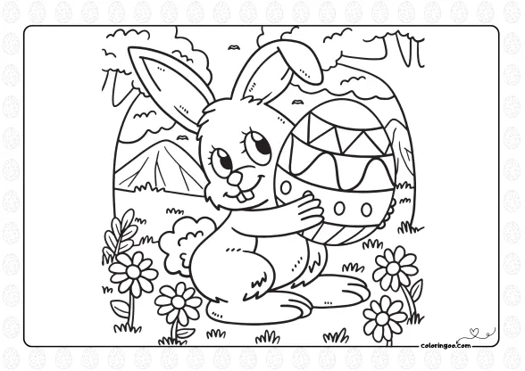 cute happy easter bunny with egg