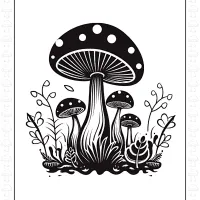 cute mushroom family coloring page
