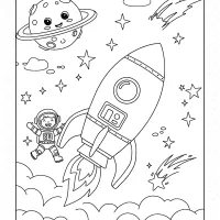 cute planet on the space coloring page