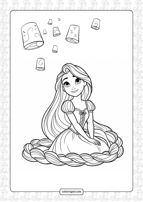 Cute Rapunzel Coloring Page 1 cute rapunzel coloring page