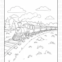 cute train moving through the forest