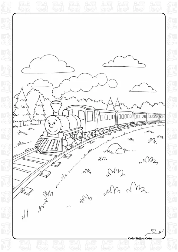 Cute Train Moving Through the Forest 1 cute train moving through the forest