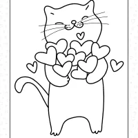 cute valentines day cat coloring page