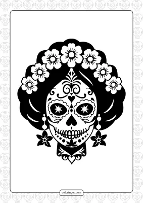 Day of the Dead Woman Head Coloring