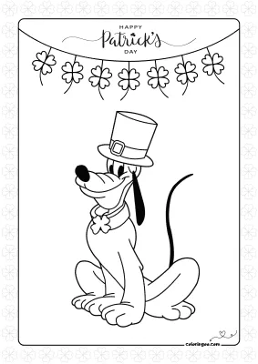 Disney Pluto St. Patrick’s Day Coloring Page