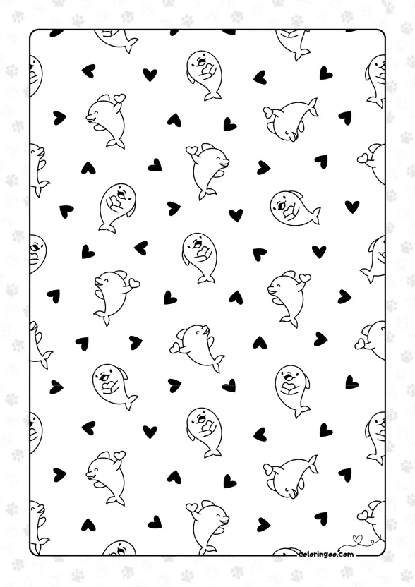 Dolphin Pattern with Hearts 1 dolphin pattern with hearts