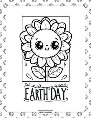 Earth Day Sunflower Coloring Page