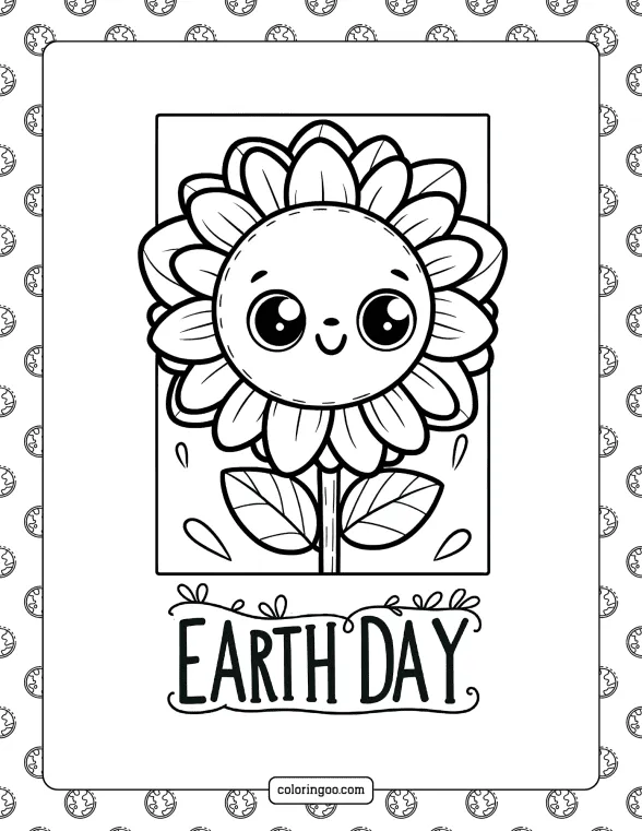 earth day sunflower coloring page