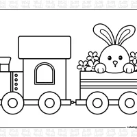 easter bunny train coloring page