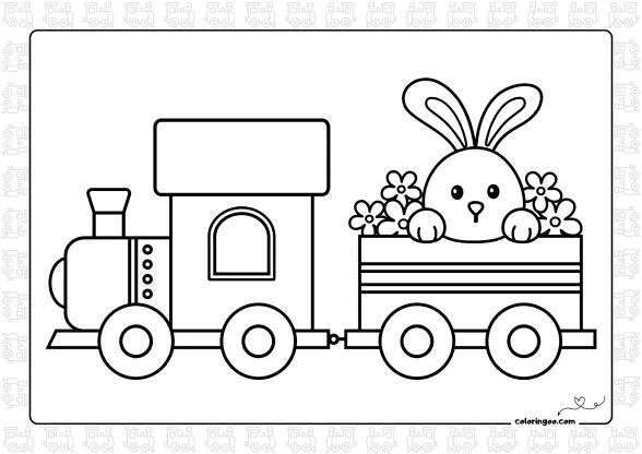easter bunny train coloring page