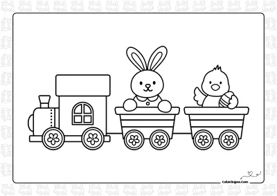 Easter Train Coloring Page