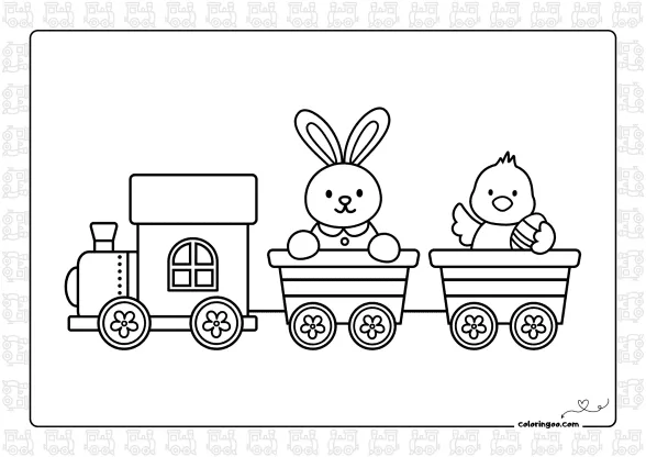 easter train coloring page