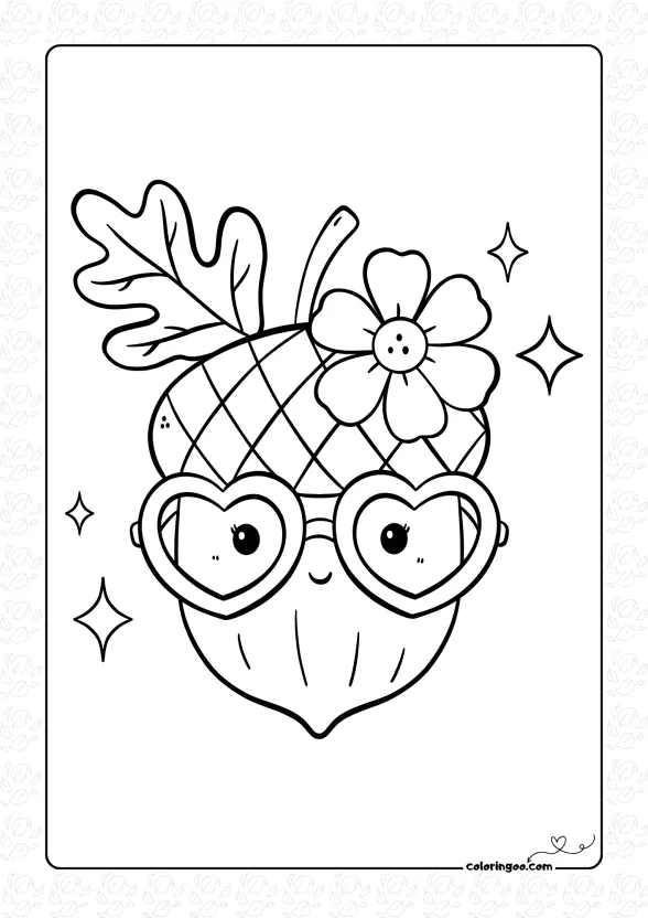 Fall Acorns Coloring Page 1 fall acorns coloring page