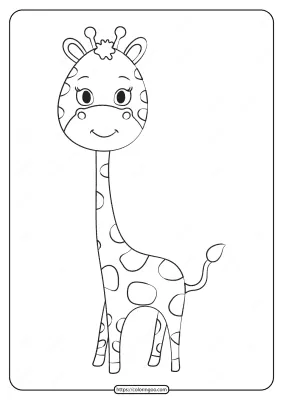 Animals Giraffe PDF Coloring Page