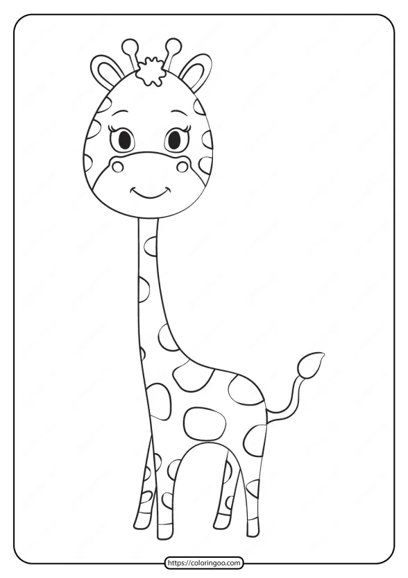 Animals Giraffe PDF Coloring Page 1 free printable animals giraffe pdf coloring page