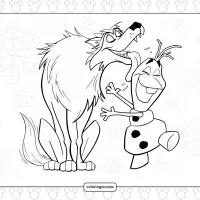 frozen olaf wolf coloring