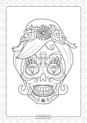 Girl Sugar Skull Coloring Page