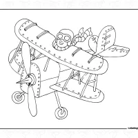 hand draw airplane journe coloring page