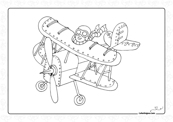 hand draw airplane journe coloring page