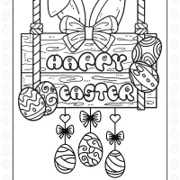 happy easter sign coloring page