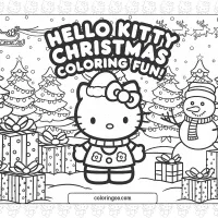 hello kitty christmas coloring page