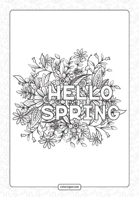 Hello Spring Coloring Page