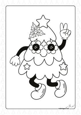 Hippie Christmas Tree Coloring Page