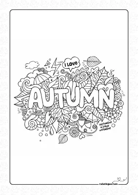 I Love Autumn Coloring Page