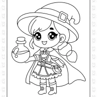 kawaii halloween coloring page
