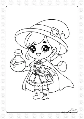 Kawaii Halloween Coloring Page