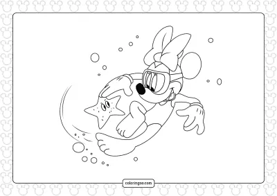 Mickey Minnie Swim Coloring Page
