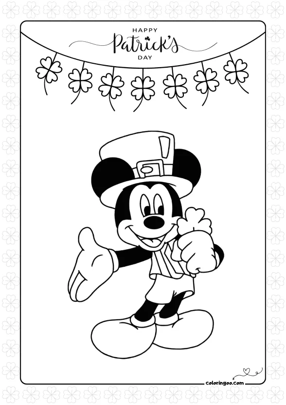 mickey st patricks day coloring page