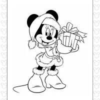 minnie mouse with a gift box coloring page
