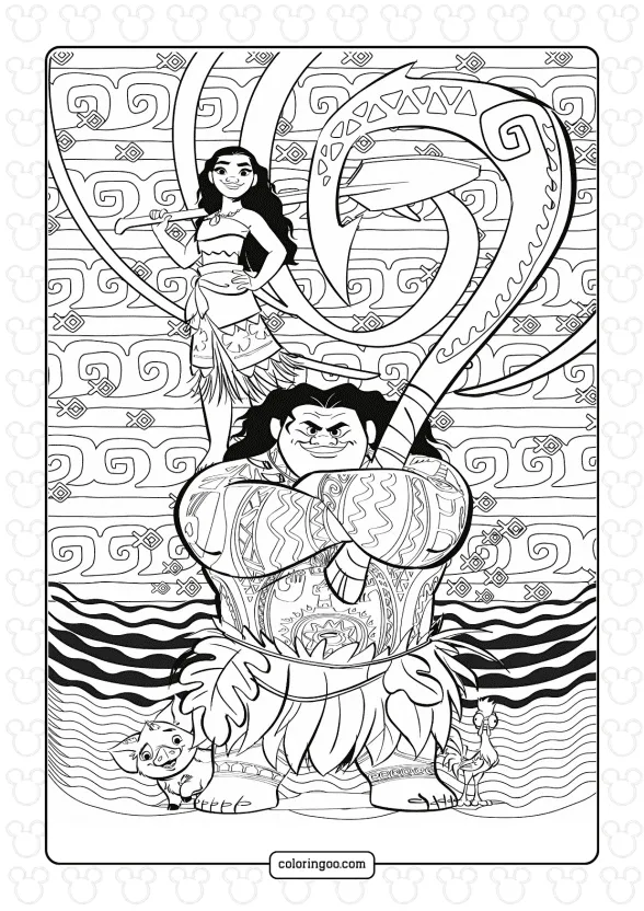 Moana and Maui Coloring Page 1 moana and maui coloring page