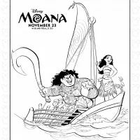 moana and maui in the boat