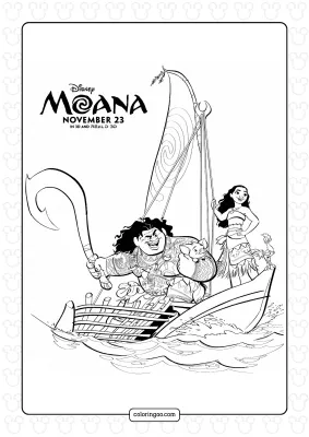 Moana and Maui in the boat