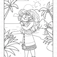 moana and sister simea coloring page