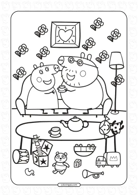 Mummy Pig and Daddy Pig Drinking Tea