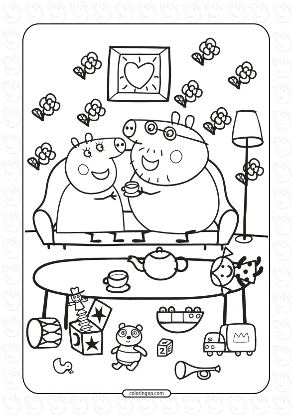 Mummy Pig and Daddy Pig Drinking Tea 1 mummy pig and daddy pig drinking tea