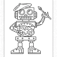 Painter Robot Coloring Page 4 painter robot coloring page