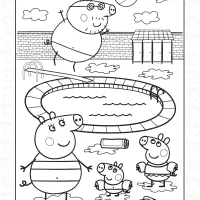 peppa and family friends swimming